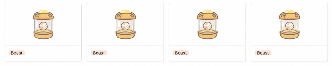 screenshot of 4 beast eggs from Axie Infinity 