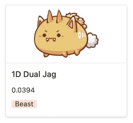 Screenshot of a beast Axie